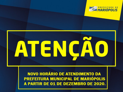 Novo horário de atendimento da Prefeitura Municipal de Mariópolis