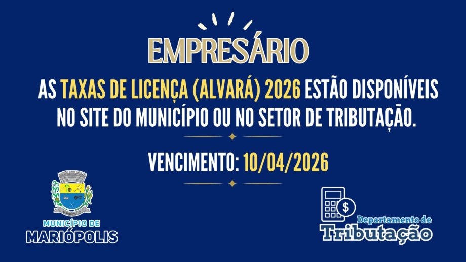 Taxas de licença 2026